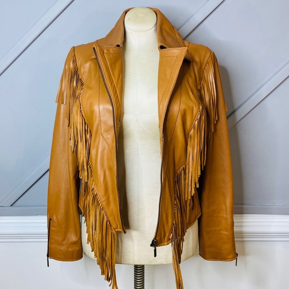 Joseph Israel New York Lamb Leather Western Fringe Jacket Women's Size L - Picture 7 of 10